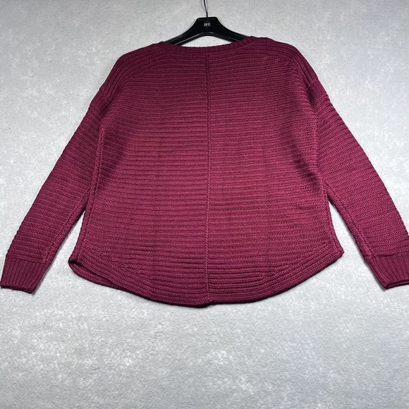Sam Edelman Sweater Womens Size Medium Maroon V-Neck Knit Sweater - Picture 5 of 10